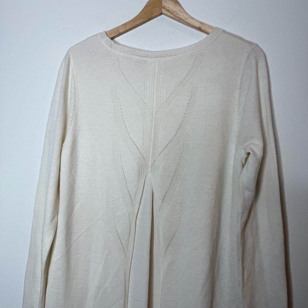 New Soft Surroundings Sirena Sweater Wool Alpaca Blend Double Layer Sweater Ecru - Picture 6 of 10